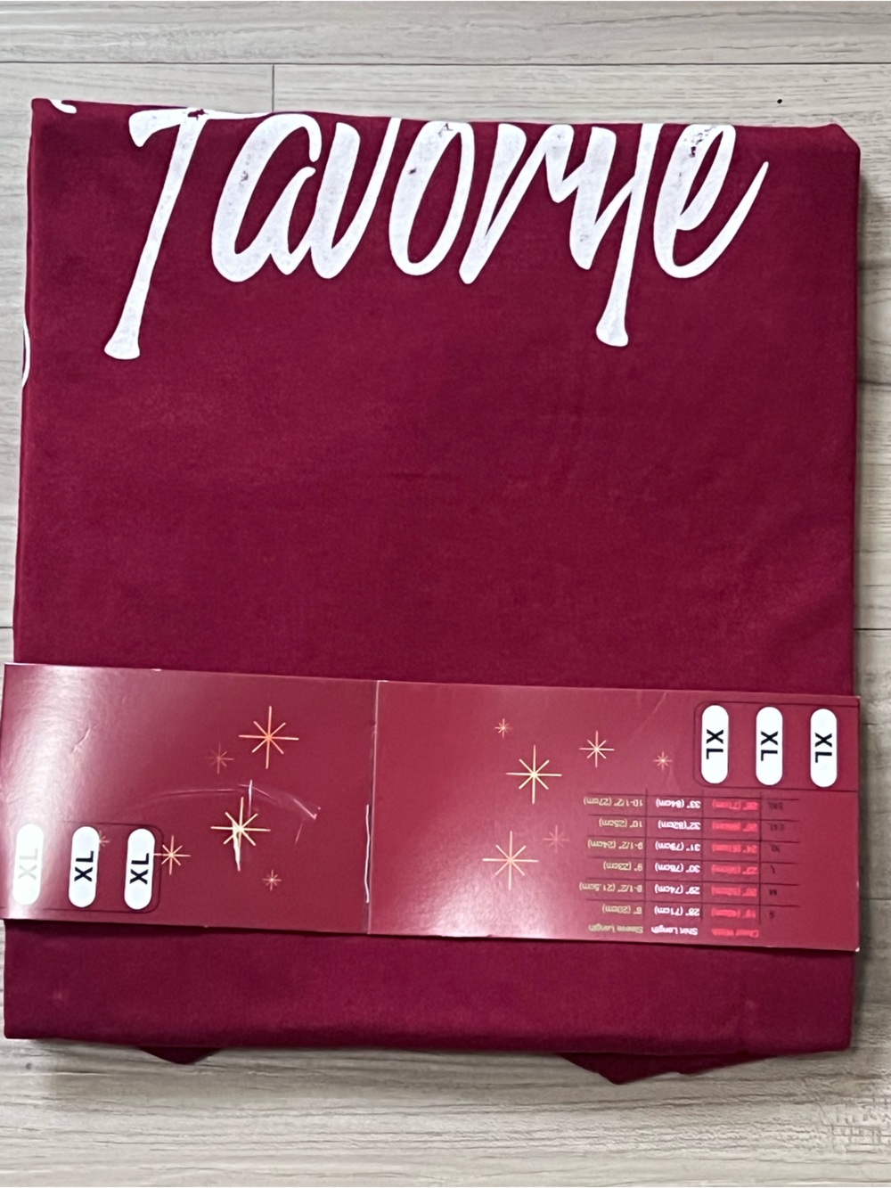 Women's Burgundy 'Santa's Favorite' Short Sleeve Tee - Picture 6 of 7